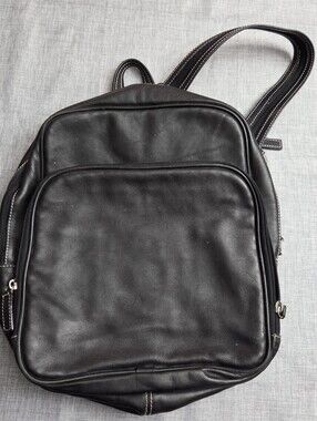 Daytimer Genuine Leather Black Backpack 14 X 13 X 3.5 Inches